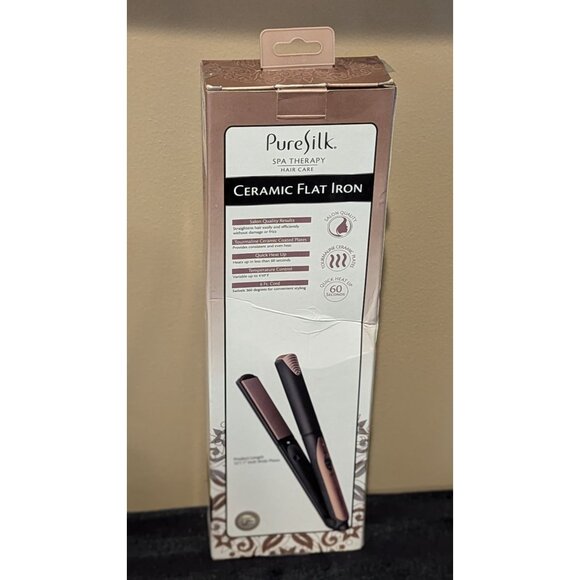 Pure Silk Ceramic Flat Iron Spa Therapy Hair Care Tourmaline - Picture 2 of 5